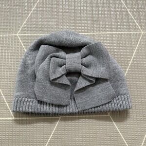 Kate Spade New York Gray Knit Beanie Bow Accent Winter Hat